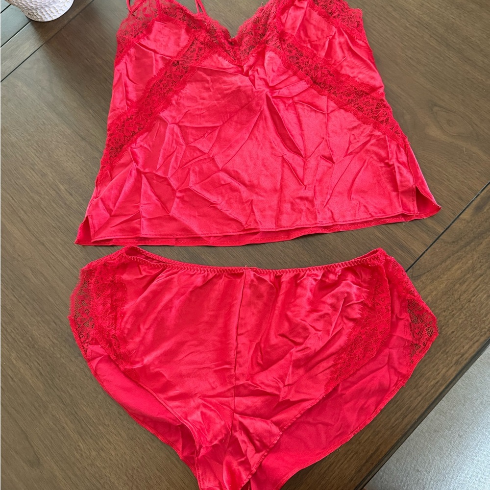 Victoria's Secret Red Lace Camisole and Panty Set